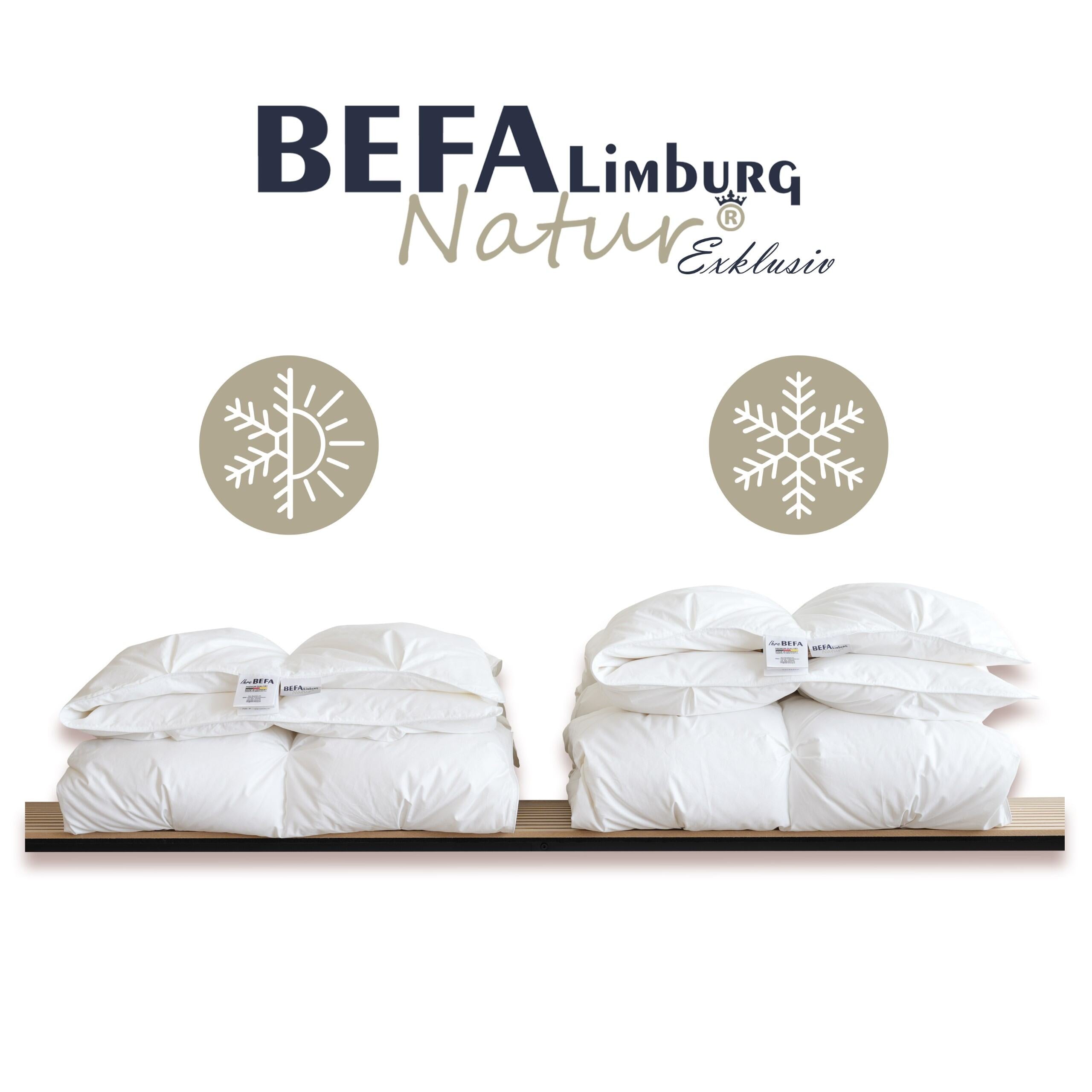 Mont Blanc Bettdecke - 100% Daune, Ganzjahreszeiten - Verarbeitung | BEFA Limburg