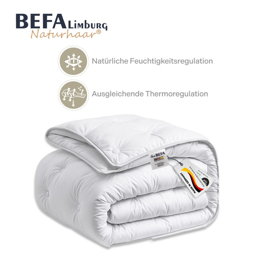 Kamelhaar Bettdecke - 100% Kamelhaarfüllung, Duo Winterdecke - Seitenansicht | BEFA Limburg