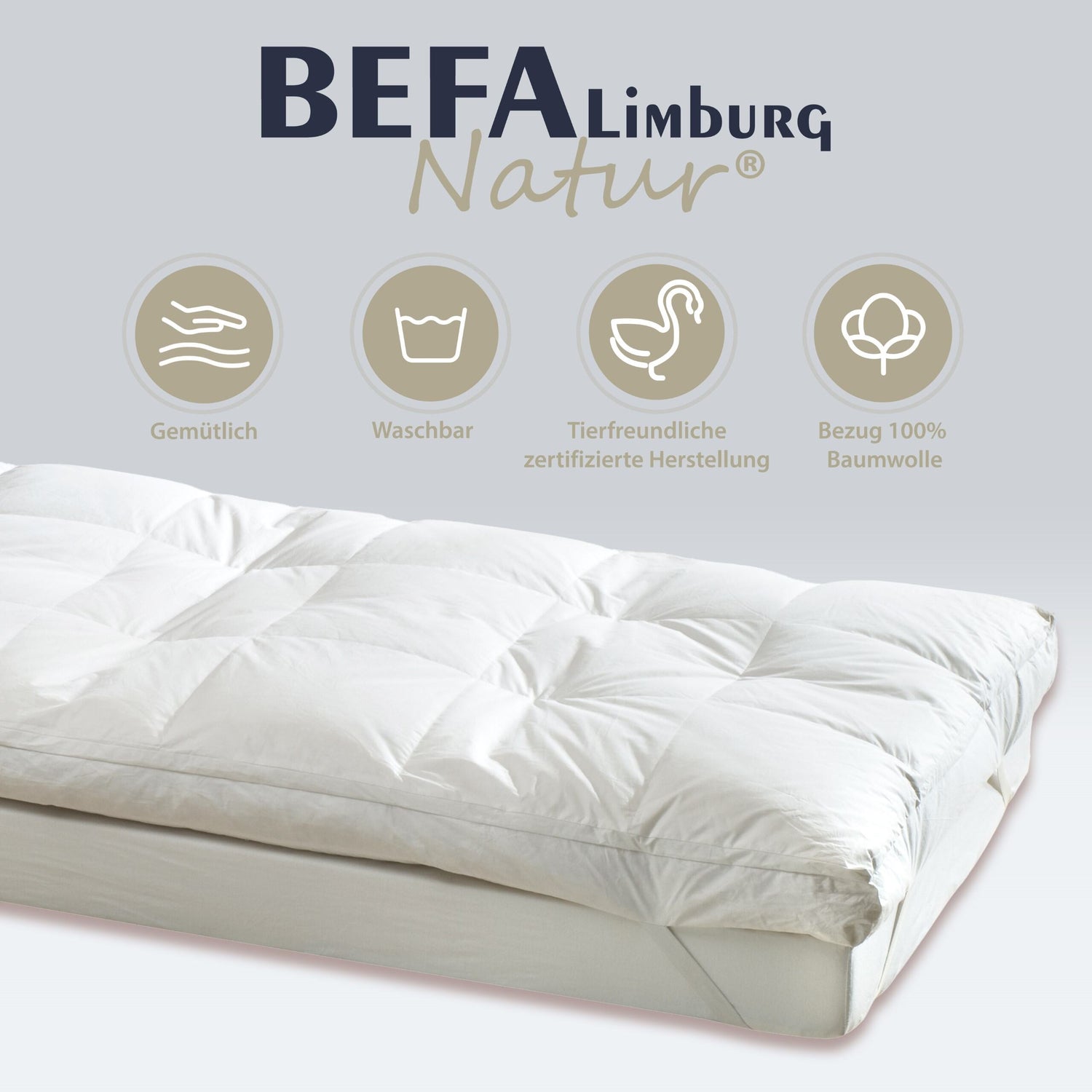 Daunen Matratzenauflage - zweilagig - Detailansicht | BEFA Limburg