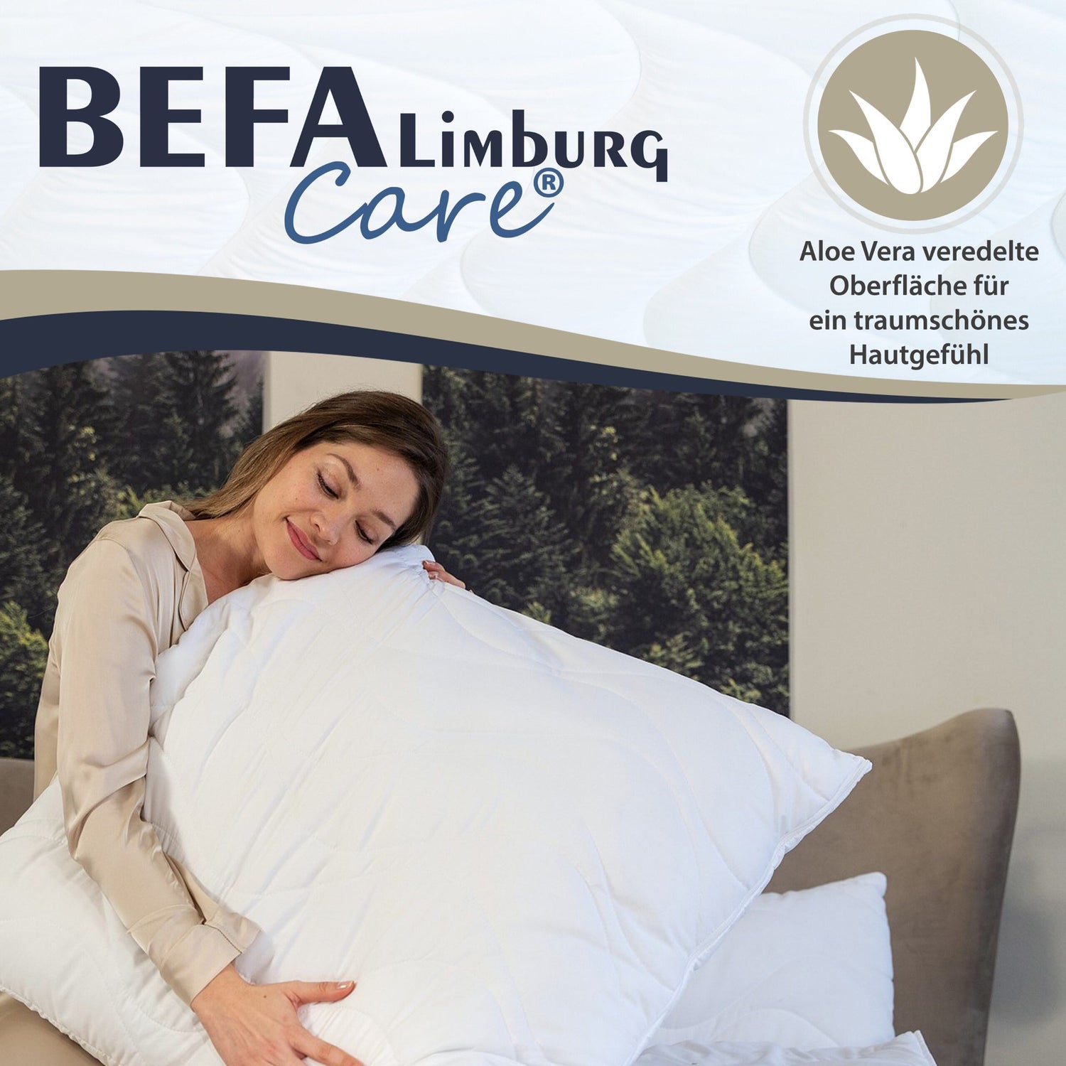 Mikrofaser Kopfkissen mit Aloe Vera - 50 x 50 cm - Etikett | BEFA Limburg