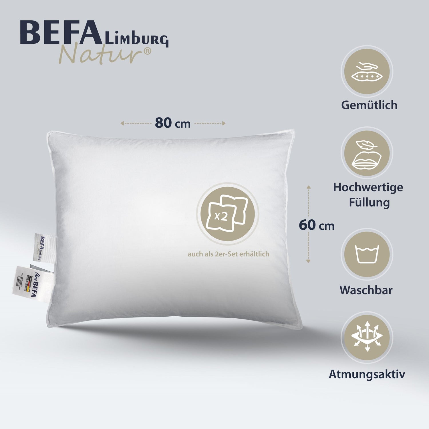 Federkissen - 100% Federn (2 Stück Set) | BEFA Limburg