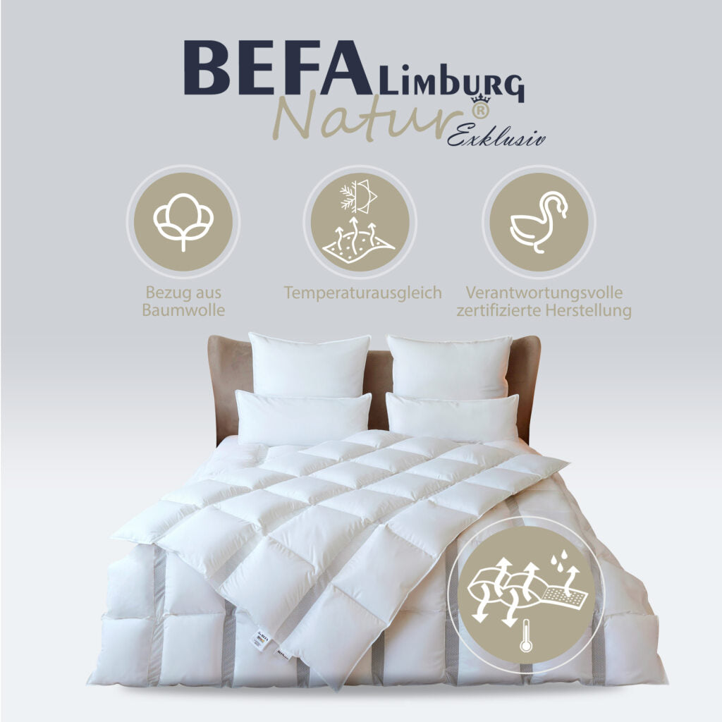 Clima Bettdecke - 90% Daune, Sommerdecke (2 Stück Set) - Detailansicht | BEFA Limburg