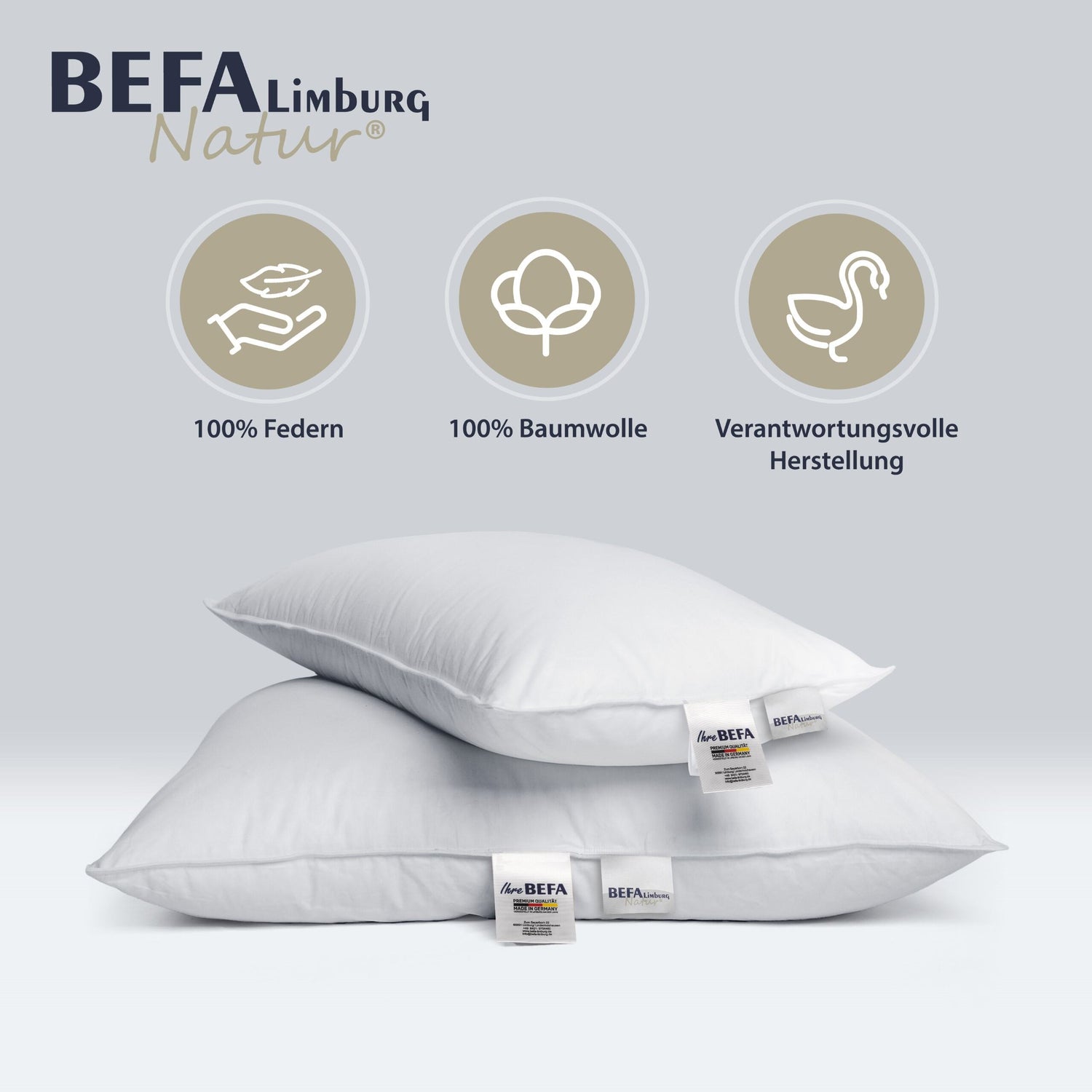 Federkissen - 100% Federn - Seitenansicht | BEFA Limburg