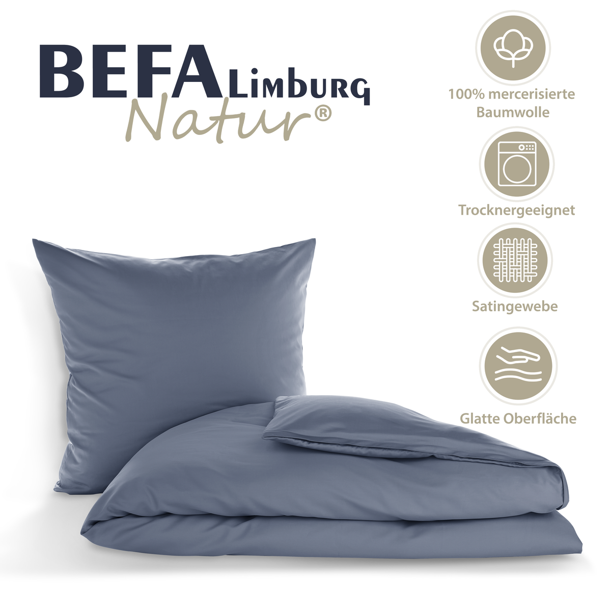 Baumwoll-Satin Bettwäsche - BEFA NATUR