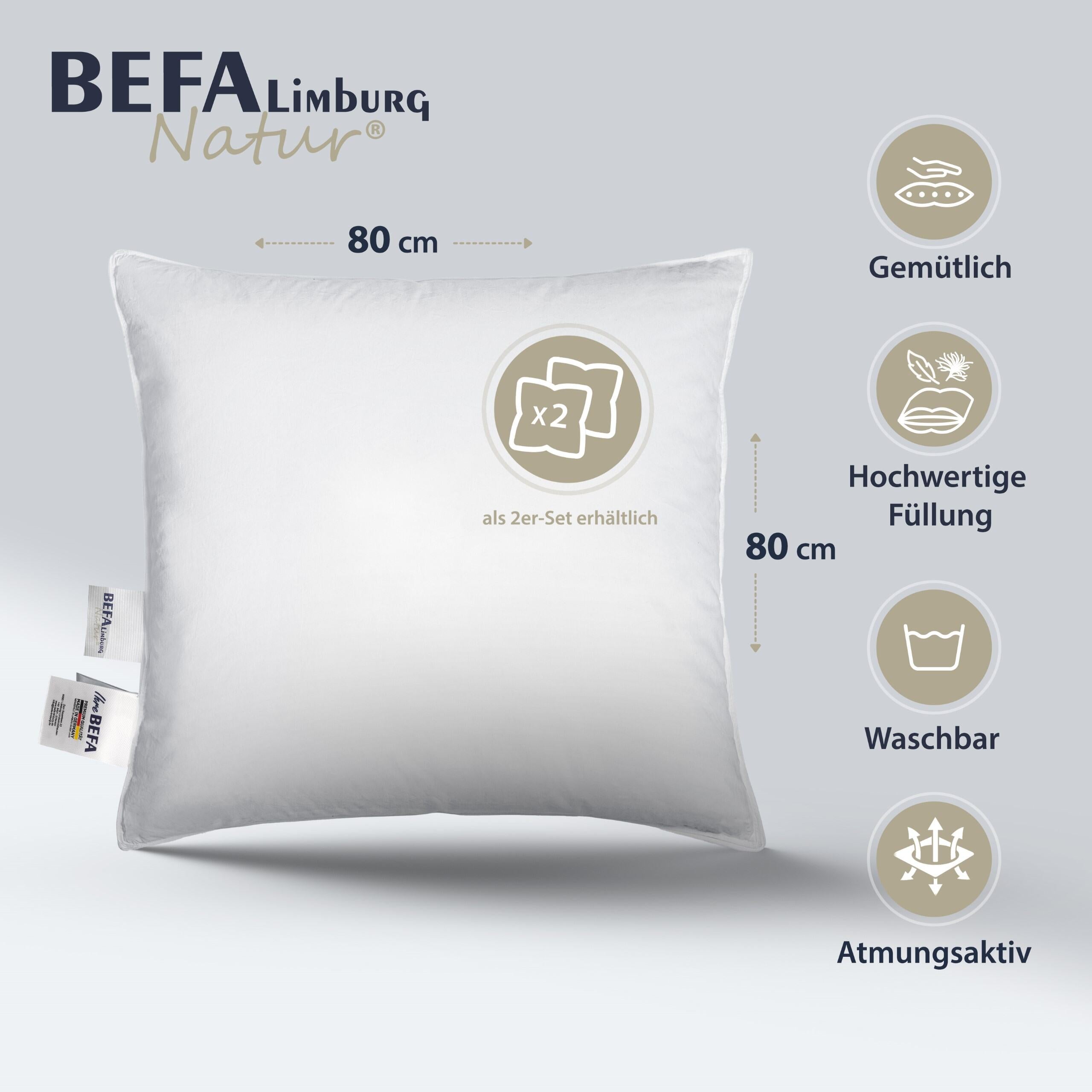 Kopfkissen 15% Daunen (2 Stück Set) - Verarbeitung | BEFA Limburg