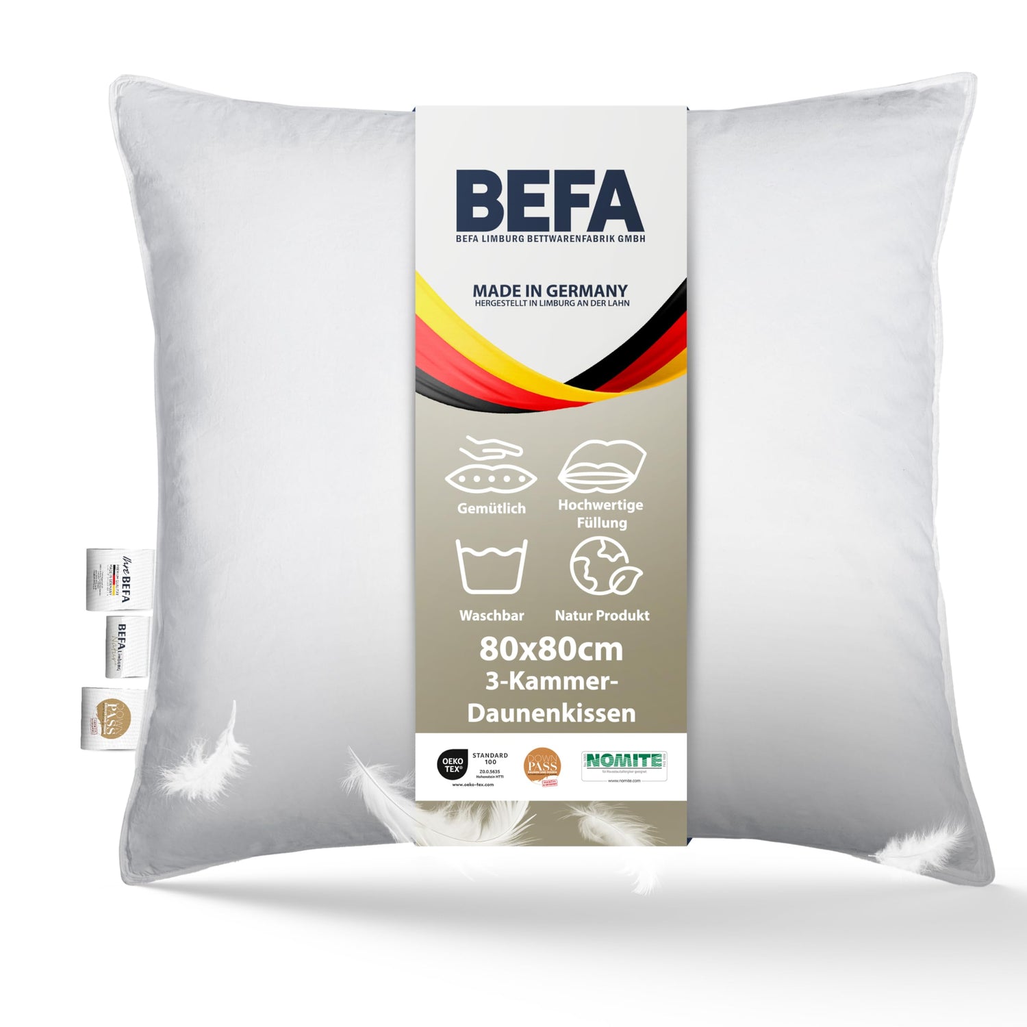 3-Kammer Daunen Kopfkissen (2 Stück Set) - Verarbeitung | BEFA Limburg