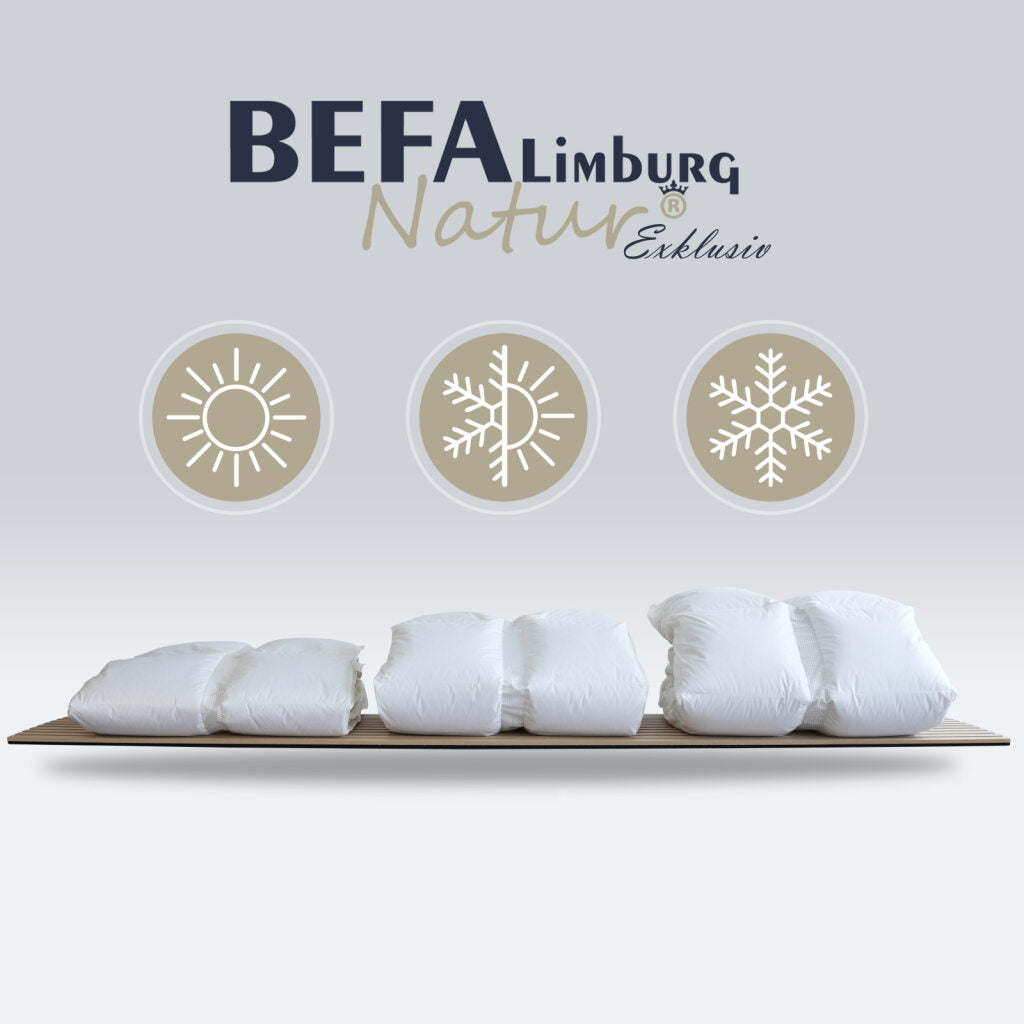 Clima Bettdecke - 90% Gänsedaune, Sommerdecke (2 Stück Set) - Verarbeitung | BEFA Limburg