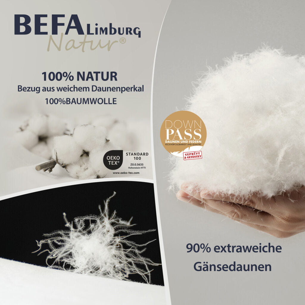 Gänsedaunendecke – 90% Gänsedaune - Winterdecke - Etikett | BEFA Limburg