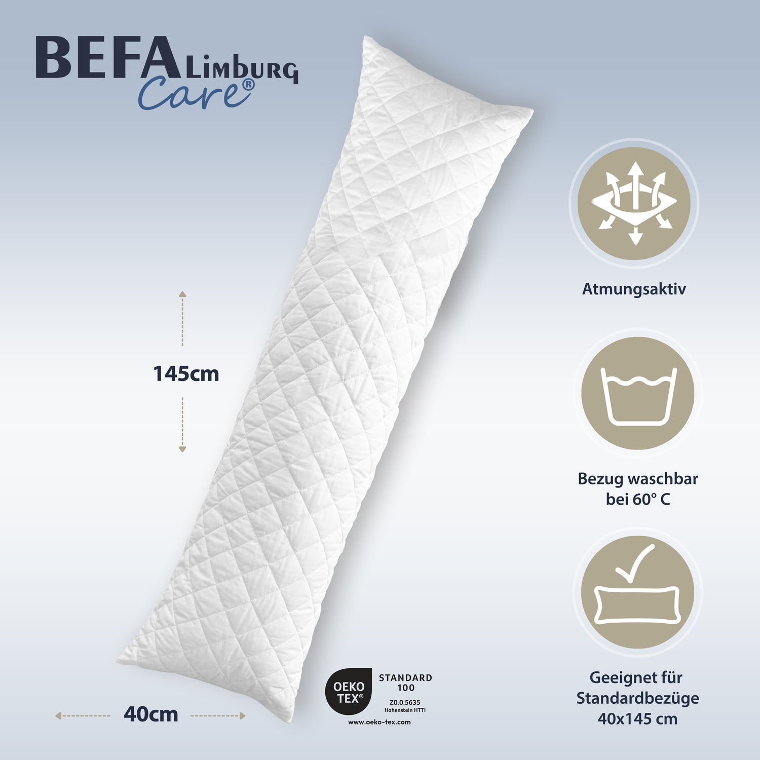 Seitenschläferkissen 40x145 / Schwangerschaftskissen / Extra Fest - Detailansicht | BEFA Limburg