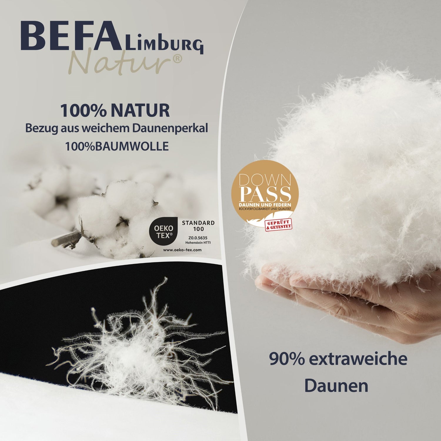 Daunenkissen -  90% Daunen - Etikett | BEFA Limburg