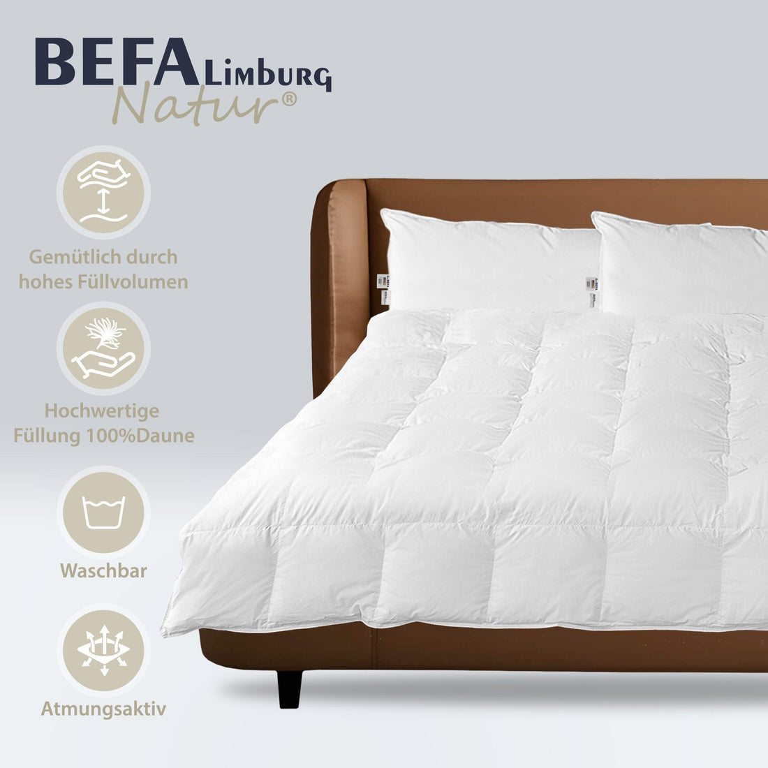 Reine Daunendecke - 100% Daune, Sommer (2 Stück Set) - Detailansicht | BEFA Limburg
