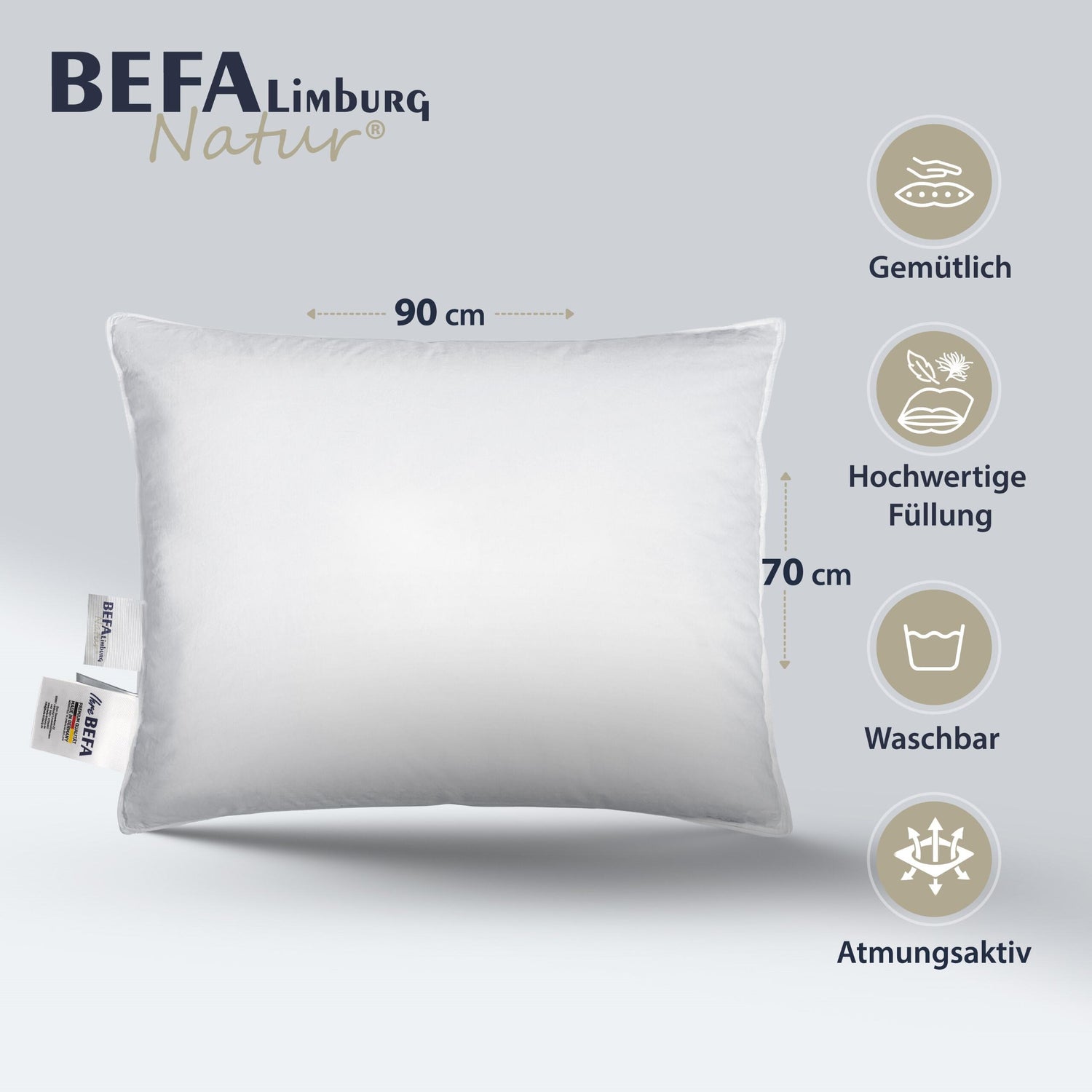 Daunenkissen -  90% Daunen - Etikett | BEFA Limburg
