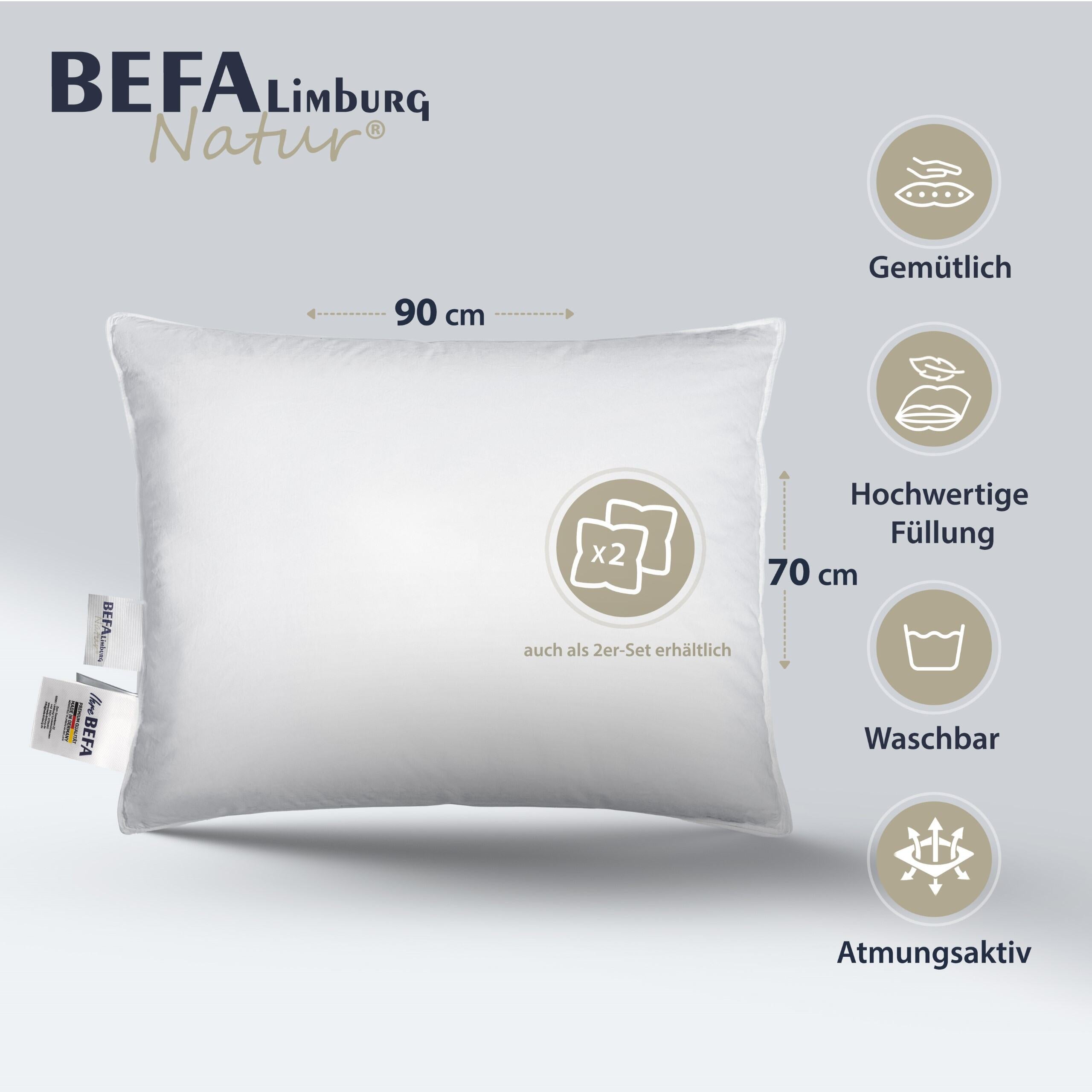 Federkissen - 100% Federn (2 Stück Set) - Verarbeitung | BEFA Limburg