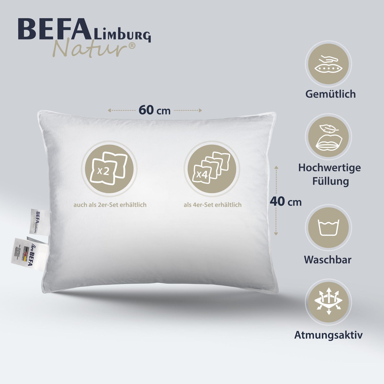 Kleinkissen/ Dekokissen Federn - Detailansicht | BEFA Limburg